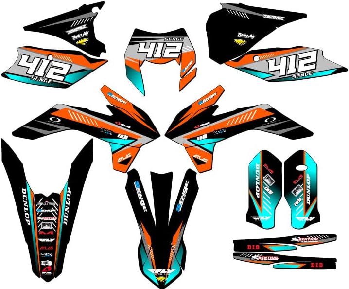 XCF-W Surge Orange Senge Graphics Complete Kit com Rider I.D. Compatível com KTM