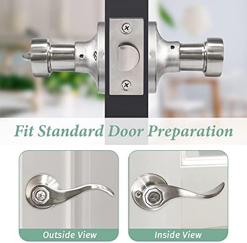 Sutrai Privacy Porta Leaver Handle sem chave Quarto/banheiro Faixa de trava da porta, níquel de níquel Manças de porta interior