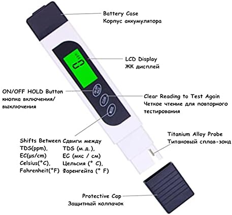 Medidor Testador de temperatura Pen 3 em 1 Condutividade de função Medição da qualidade da água TDS e testador de CE 0-9000 ppm