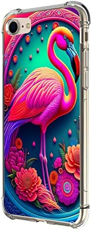 BEAUCOV iPhone SE 3rd Gen 2022 Case, Flores de flamingo rosa Mandala Proteção de gota de choque Case à prova de choque