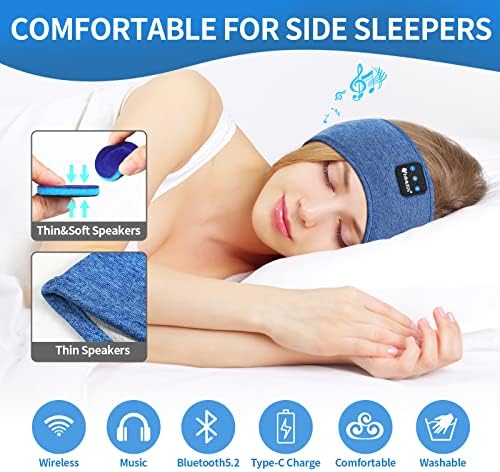 Mmuss Sleep Headphones Sports Cheard Band com alto -falantes estéreo ultra finos, fones de ouvido sem fio para dormir fones de ouvido