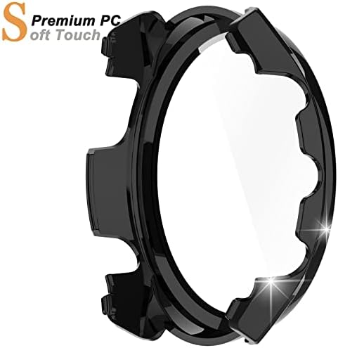 Miimall Compatível para garmin Forerunner 965 Case, capa de PC de capa completa com protetor de tela de vidro temperado para Garmin