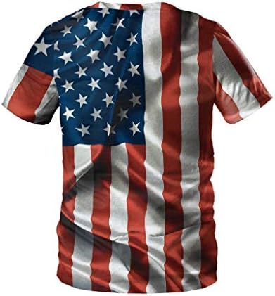 Men Summer 3d USA Flag casual Men camisas de camisetas soltas no pescoço redondo do pescoço