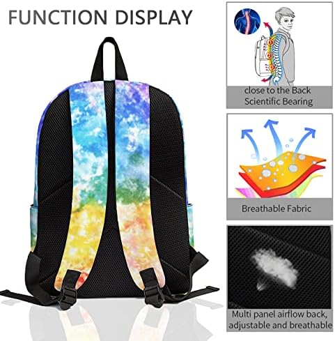 Tie Dye Backpack Classic Daypack, Tie Dye Bookbag com vários bolsos, bolsa de laptop colorida personalizada