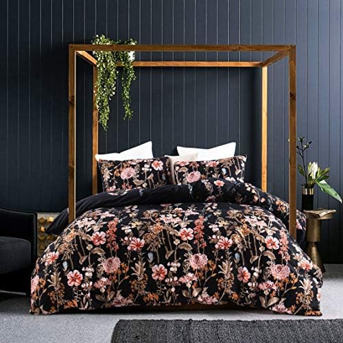 Conjunto de capa de edredom floral negra de Getiann Conjunto de capa de edredom completa/rainha 90 x90 3 peças roupas de cama leves leves