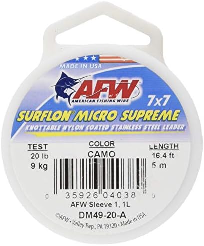 American Fishing Wire Surflon Micro Supremo Nylon revestido 7x7 Fio líder de aço inoxidável