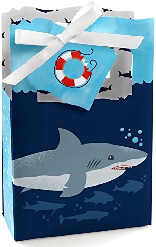 Big Dot of Happiness Shark Zone - Jawsome Shark Visualizando a semana de festa ou festa de aniversário Favory Caixas - Conjunto de 12