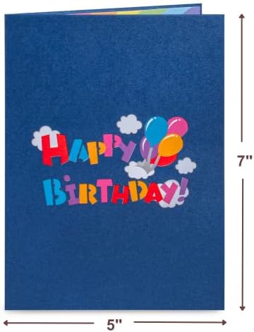 Papel Love Feliz Aniversário Trem, Card de aniversário pop -up 3D feito em 3D - capa de 5 x 7 - inclui envelope e tag