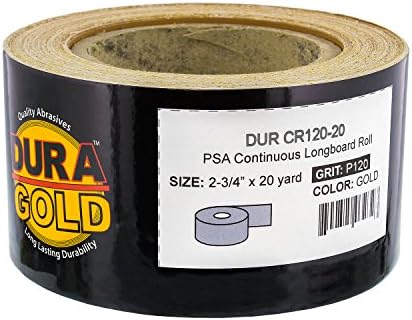 Dura-Gold Premium 600 GRIT GOLD PSA LONGBOOD LIGADA de 20 jardas de comprimento, lixa adesiva de 2-3/4 de largura-Auto-adesivo