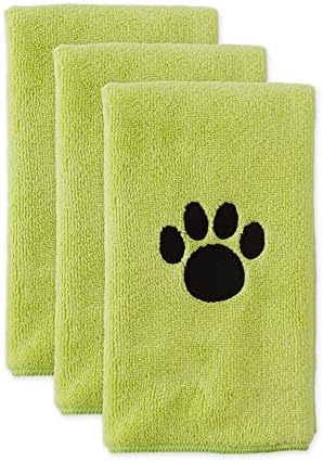 Coleta de toalhas de pet -tear de pet -bone Bordado Conjunto de secagem de microfibra absorvente, 15x30, alface verde,
