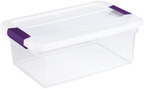 Sterilite 15 quart Clearview Latch Storage Container com alças de ameixa doce