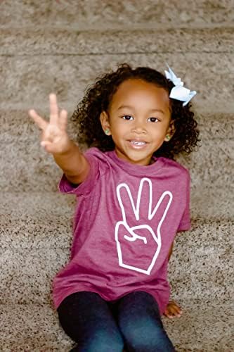 Mão de 3º aniversário com três dedos camisetas e raglans para meninas e meninos terceiro aniversário