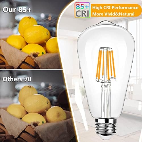 E26 Bulbo LED 60 watts equivalente a lâmpadas Edison, 800 lúmens Alto brilho com vidro transparente, LED de proteção