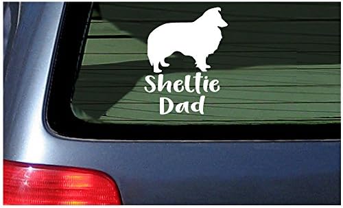 Sheltie Papai Dog Dog White Vinil Decal