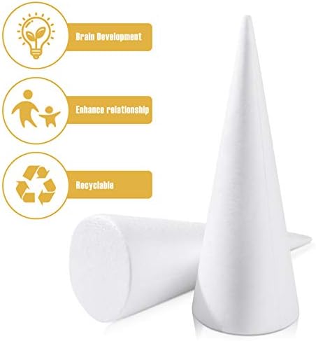 Valiclud 2pcs Cone de espuma artesanal de cone para artesanato DIY Cone Branco EVA espuma de cone de Natal para projetos