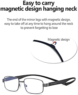 Óculos de leitura magnética do KKPOT - leitor de computador de bloqueio de luz azul - óculos de pescoço para homens