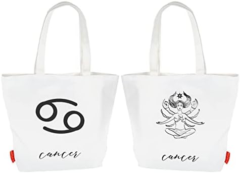 Presentes de câncer de zodíaco, sacola de tela para mulheres, para fazer compras, viagens, escola, com bolso interno,