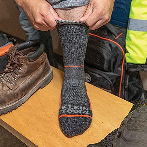 Klein Tools Socks Térmica Merino Wool Performance Winter-Length com dedo do pé sem costura e cama de pé almofadado