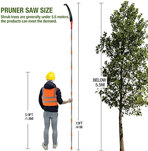 Barba de escala de 13 pés serras para corte de árvores, cortador de poda manual com pólo de extensão longa, ferramentas de ramo de