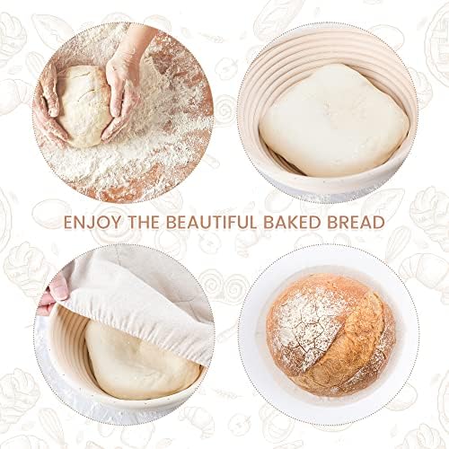 KOMIIKKA BANNETON Bread Broading Cestas Conjunto de 2, 8,5 polegadas de prova redondo cestas para assar pão de fermento