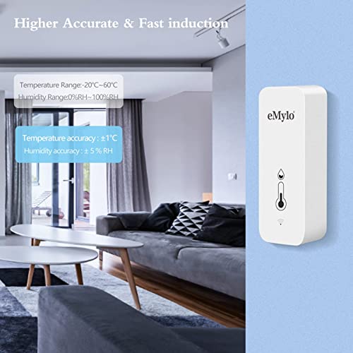 Higrômetro do sensor de temperatura WiFi Emylo, termômetro inteligente com gravação de aplicativos e dados inteligentes, termômetro interno para casa, salas de bebê, acessórios para estufa