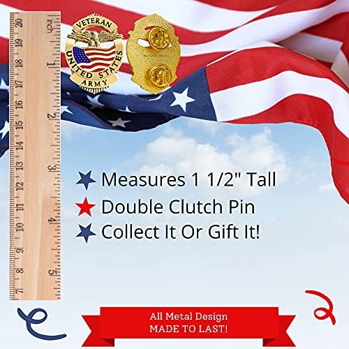 Pin de lapela veterana do exército - distintivo de dupla embreagem militar patriótico - projetado com a bandeira American Eagle & United States - feita de metal forte e durável