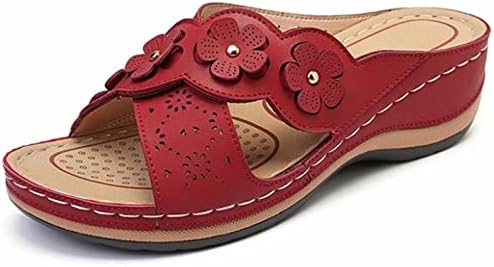 2023 Flippers de verão para mulheres sandálias de cunha cruzada vintage decora floral slides de dedo do pé