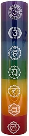 Govinda Premium Sete chakras Camas de pilar em camadas 1,5 dia x 7 de altura | 7 chakras da coroa à raiz | Perfeito para energia positiva, meditação e relaxamento
