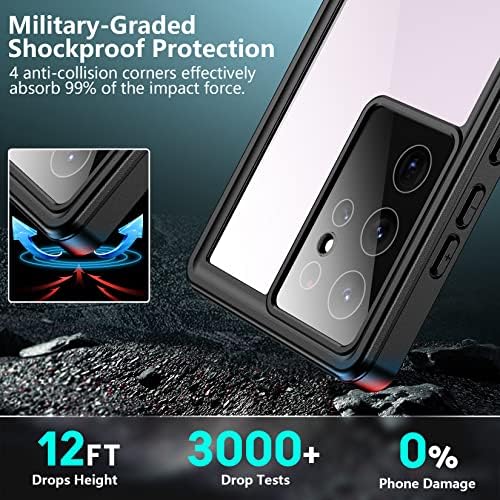 Spidercase for Samsung Galaxy S23 Ultra Caso Protetor à prova d'água, protetor de tela embutida Proteção completa