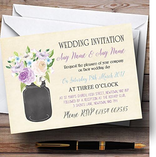 O card zoo lilac e vaso de flores azul convites de recepção personalizada de recepção