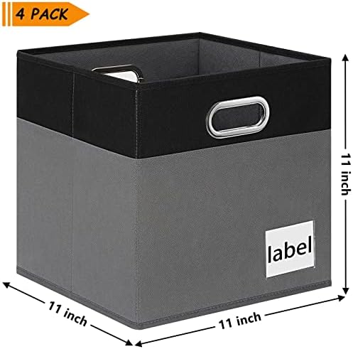 Cubos de armazenamento de ghvyennttes 8 pacote, caixas de armazenamento de cubo de 11 polegadas com cartões de etiqueta, caixas de