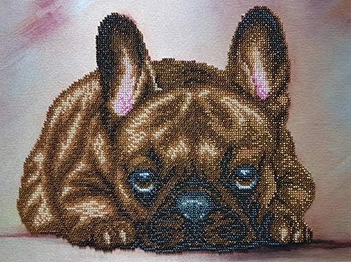 French Bulldog Bead Borderyery Needlepoint Tapestry Kit Dog Dincelado Cross Cross Cross Pet Amante Diy Presente Idéia