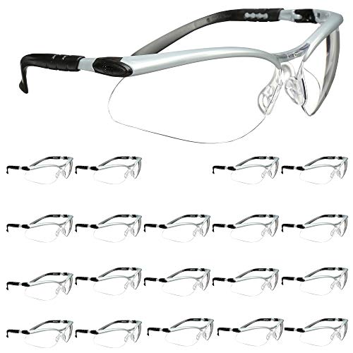 Óculos de segurança 3m BX, 20 pares, ANSI Z87, quadro de prata/preto, lente anti-escravo cinza anti-fog, templos de comprimento
