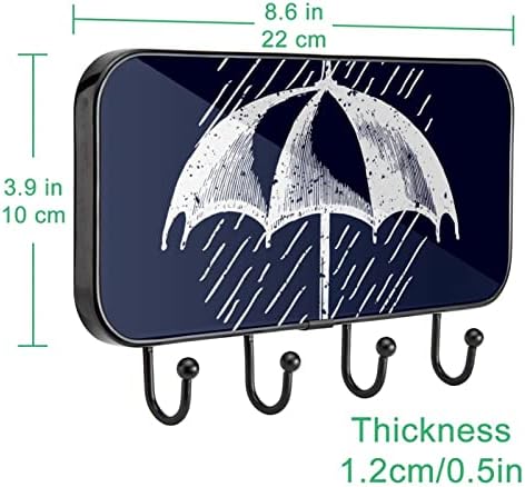 Umballa branca em suporte de parede de casaco com estampa de chuva, cacote de entrada com 4 enganche para casaco de chapéu de toalha Recessões de bolsa de banheiro sala de estar