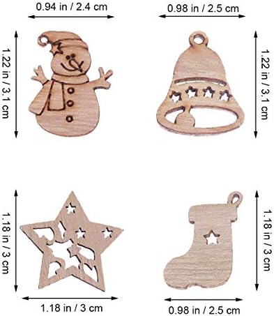 Galpada Bell Ornamentos Decorações de Natal 50pcs desenho animado Peças de madeira recortes Craft Embelezhishment Wood Ornament Pingente