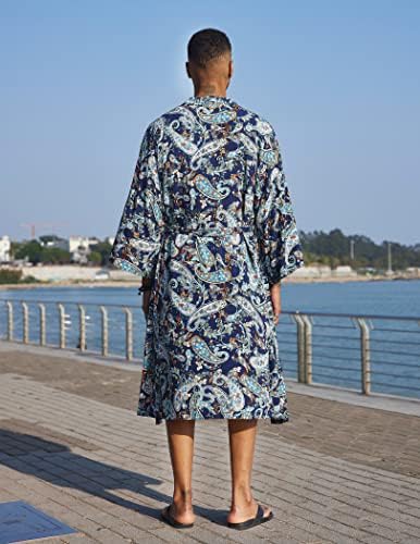 Coofandy masculino masculino Kimono Robe Rodos de banho japoneses Aberto da frente Long Cardigan