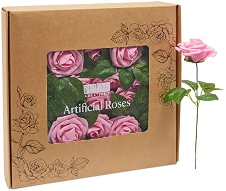 Criações brilhantes kit de criação de flores artificiais de 136 peças com 60 rosas de espuma de 3 polegadas, 60 hastes e 16 feixes