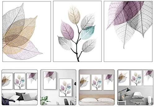 Decoração nórdica de vorcool 3pcs veias folhas de impressão artística artes de parede de parede decoração de arte doméstica moderna