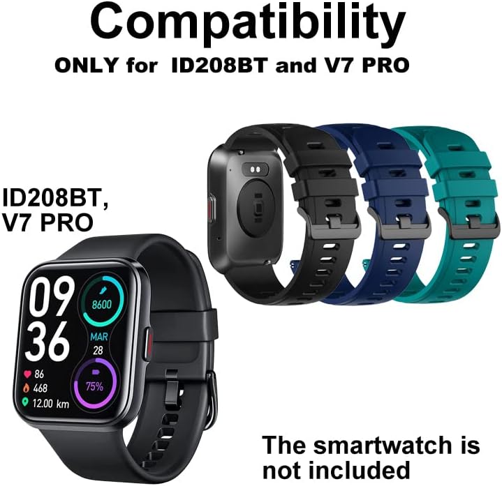Smaate Silicon Watch Band compatível com enomir ID208bt 1,7 ”Smartwatch, SPORT SPORT SPORT SPECH para mulheres ou homens