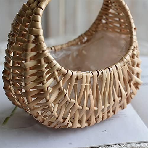 YCZDG Fashion Handd Flower Acording Basket, Rattan de tecido e Willow Handmade Creative Flower Pot Basking