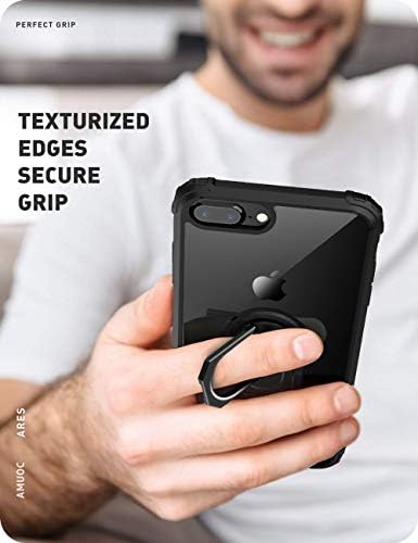 Musment iPhone 7 Plus Case | Caso do iPhone 8 Plus, [grau militar] com [protetor de tela de vidro] 15 pés. Case protetora testada em queda, preto, 6,2 x 3,2 x 0,4 polegadas