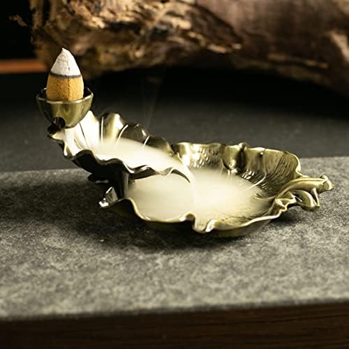 Titular do cone em cascata Lotus e Bronze Bronze Bronze Insenso Burner Metal Incense Holder Aromaterapia Ornamento Decoração em casa