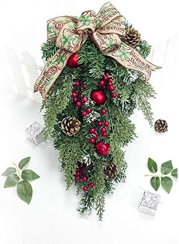Decoração da temporada 2 PCs Christmas Creative Bow Pine Cone Red Fruit Rattan Decoration.