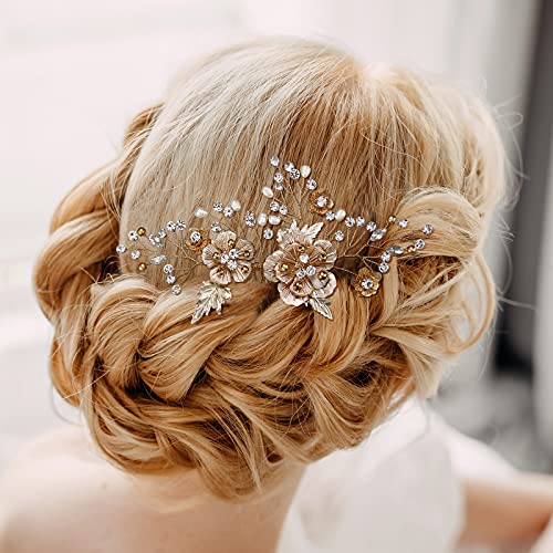 Aw Bridal Bridal Hair pente Pearl Flower Wedding Hair Pedaços para acessórios de cabelo de noiva Clipes de pente de cabelo de casamento