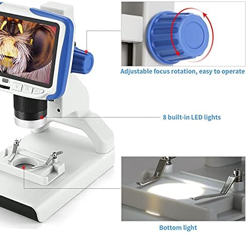 ZHUHW 200X Microscópio digital 5 '' Tela de vídeo Microscópio Microscópio Eletrônico Presente Ferramenta de Biologia Científica