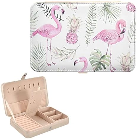 Innwgogo flamingos abacaxi pequena caixa de jóias pu PU Couro Jóias Organizador de Viagem Organizador de Organizador Caixas de armazenamento para mulheres Presente de meninas