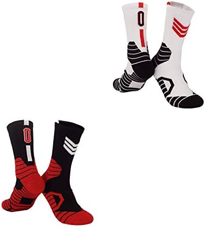 INAGWE 2 Pares Baseketball Jogadores de Base -Socks Athletic Socks Basketball Socks Socks Algodão Merção de Merção