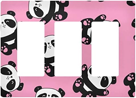 Yyzzh fofo panda bebê desenho animado caractere rosa single ganguer switch placa 2,9 x 4,6 tomada de parede de placa de parede