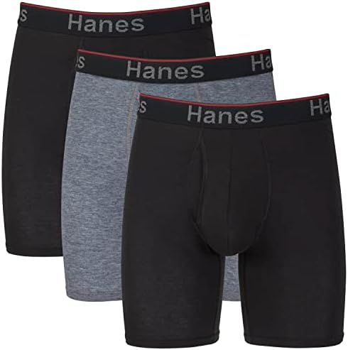 Pacote de cuecas boxer masculinos de suporte masculino de suporte total de Hanes, Anti-Chafing, Underwear