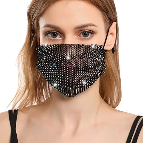 Máscara facial de malha de malha de shesh de malha de shormax 2pack para mulheres, máscara de face de festas de festa de natal de cristal de cristal.